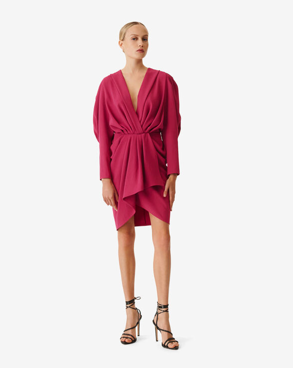 KALEA SHORT PLEATED V-NECK DRESS