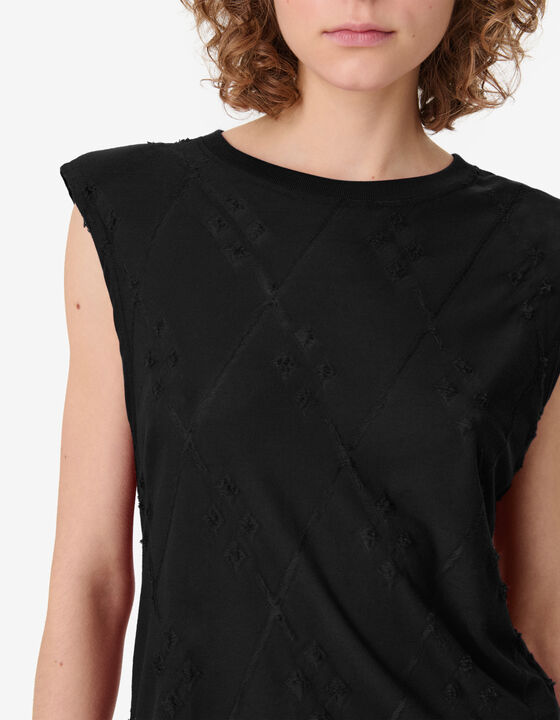 TEXTURED SLEEVELESS T-SHIRT