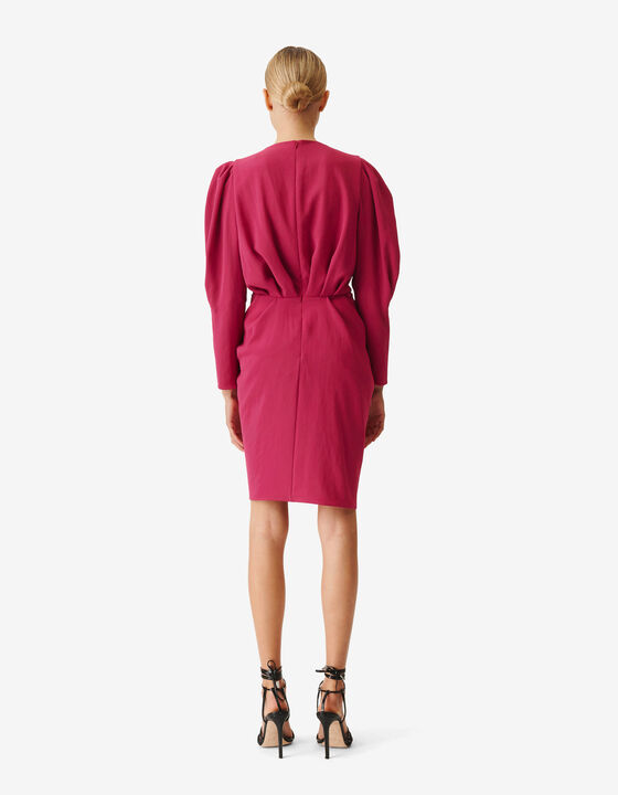 SHORT PLEATED V-NECK DRESS