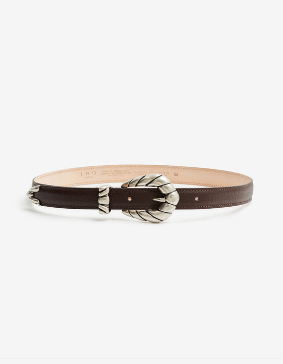 LEATHER BABY BELT WITH SCULPTED BUCKLE