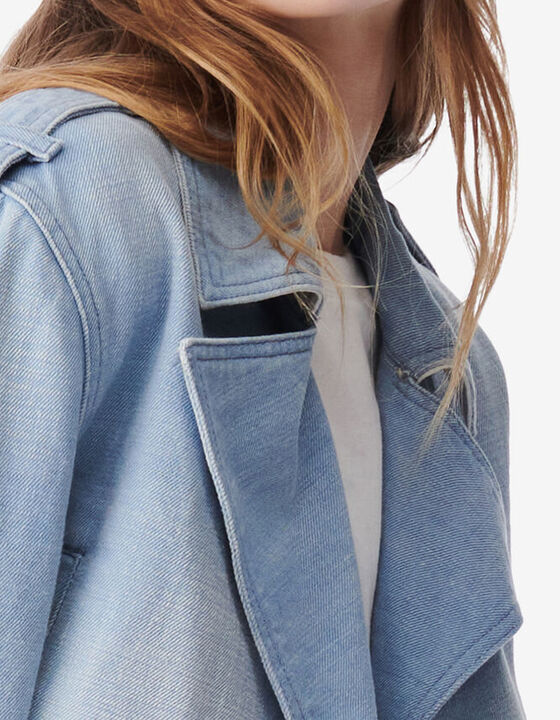 WASHED DENIM BIKER JACKET