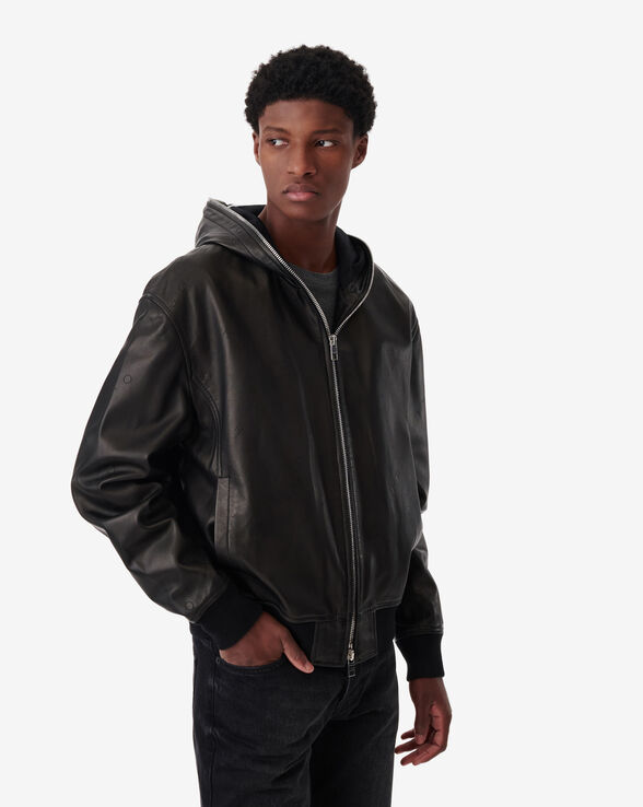 PRANE HOODED PERFORATED LEATHER JACKET