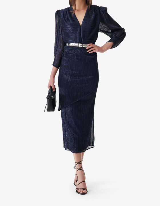 V NECK MIDI DRESS