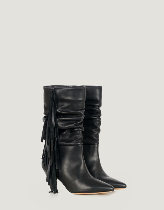 CRANKO LEATHER FRINGE SLOUCH BOOTS