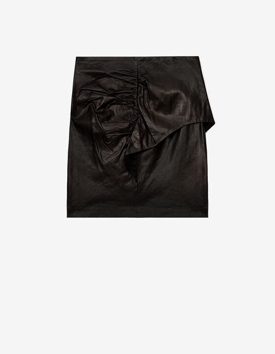 HITA GATHERED LEATHER SKIRT