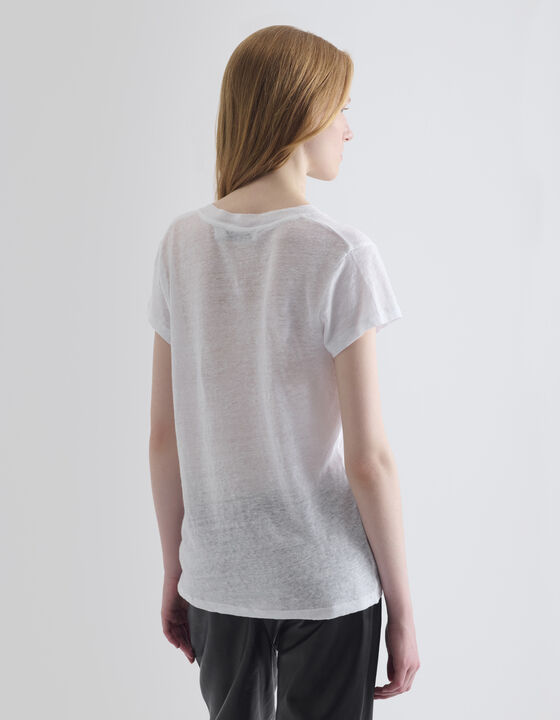 T-SHIRT EN LIN COL V