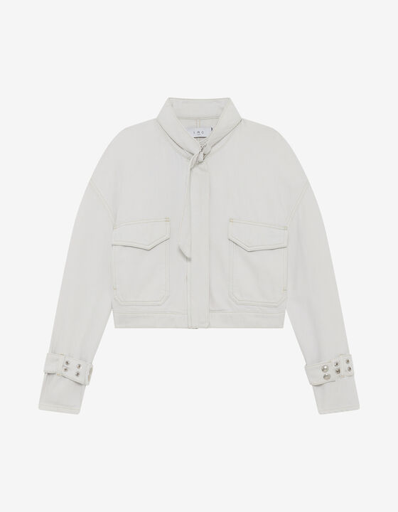 HIGH-COLLARED DENIM JACKET