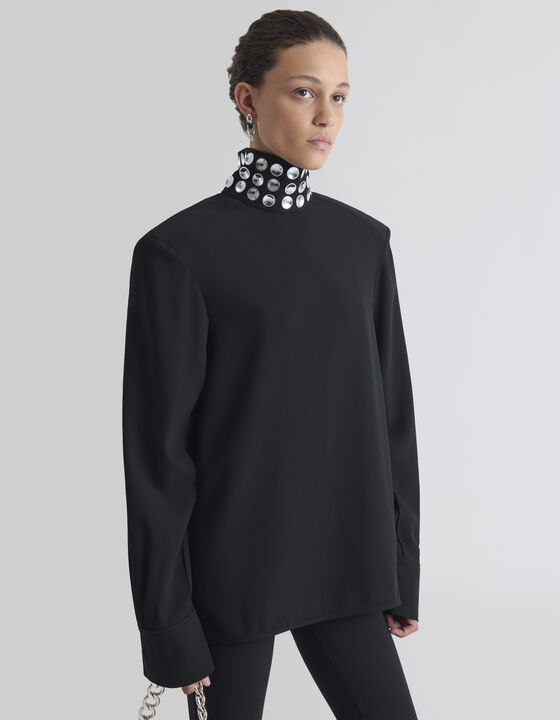 HIGH-NECK BLOUSE WITH STUDS