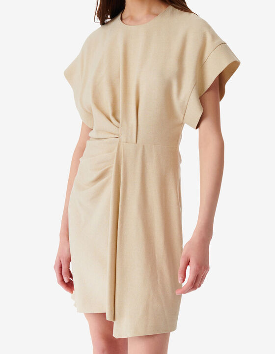 SHORT GATHERED ROUND-NECK DRESS
