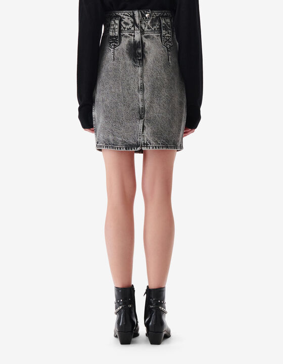 JUPE COURTE EN JEAN D&Eacute;LAV&Eacute;