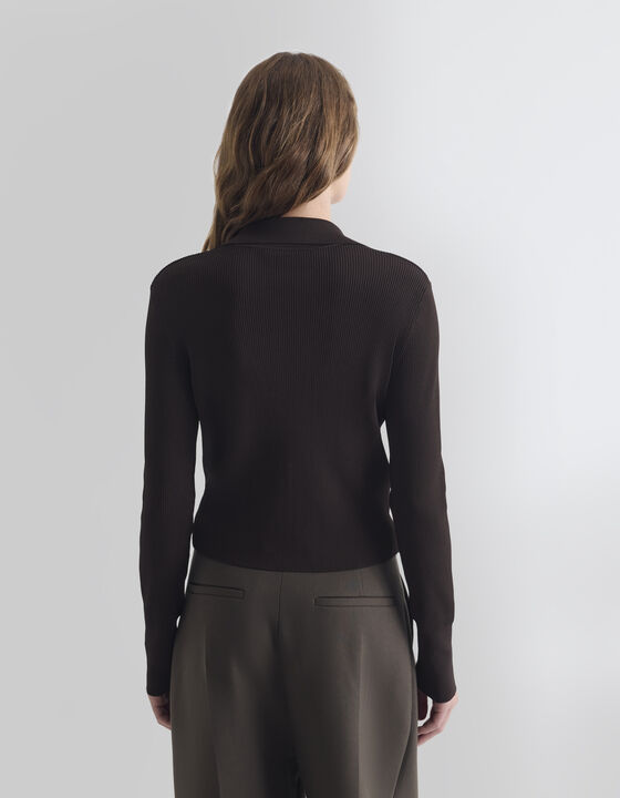 RIBBED POLO-COLLAR TOP