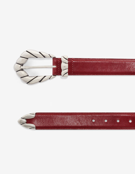 LEATHER BELT WITH SCULPTED BUCKLE