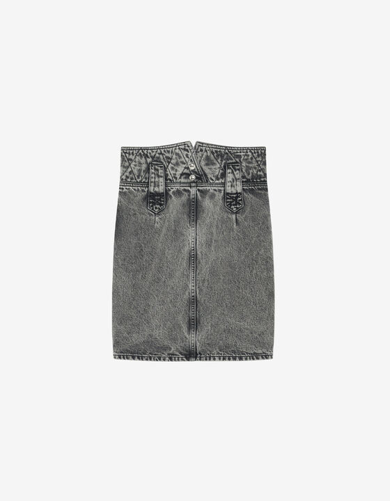 SHORT FADED DENIM SKIRT