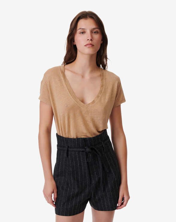 T-SHIRT EN LIN COL V RODEO