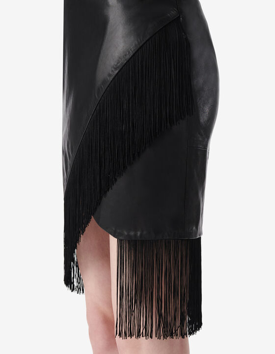 FRINGED LEATHER SKIRT