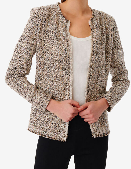 ROUND-NECK TWEED JACKET