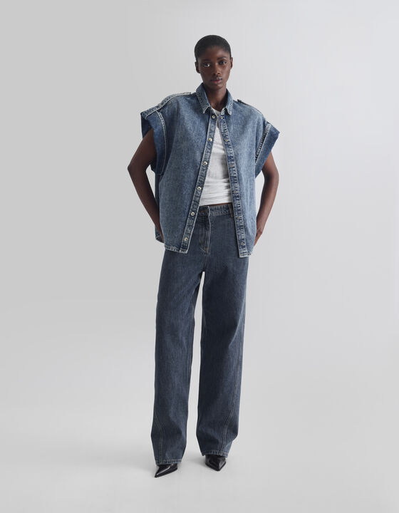 WASHED DENIM OVERSHIRT&nbsp;