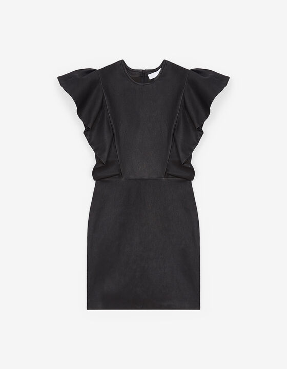 SENJA RUFFLED LEATHER DRESS