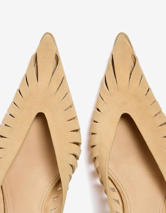 CUT-OUT SUEDE MULES