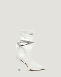 IRO - NORI ANKLE TIE POINTED LEATHER BOOTIE  PEARL GREY