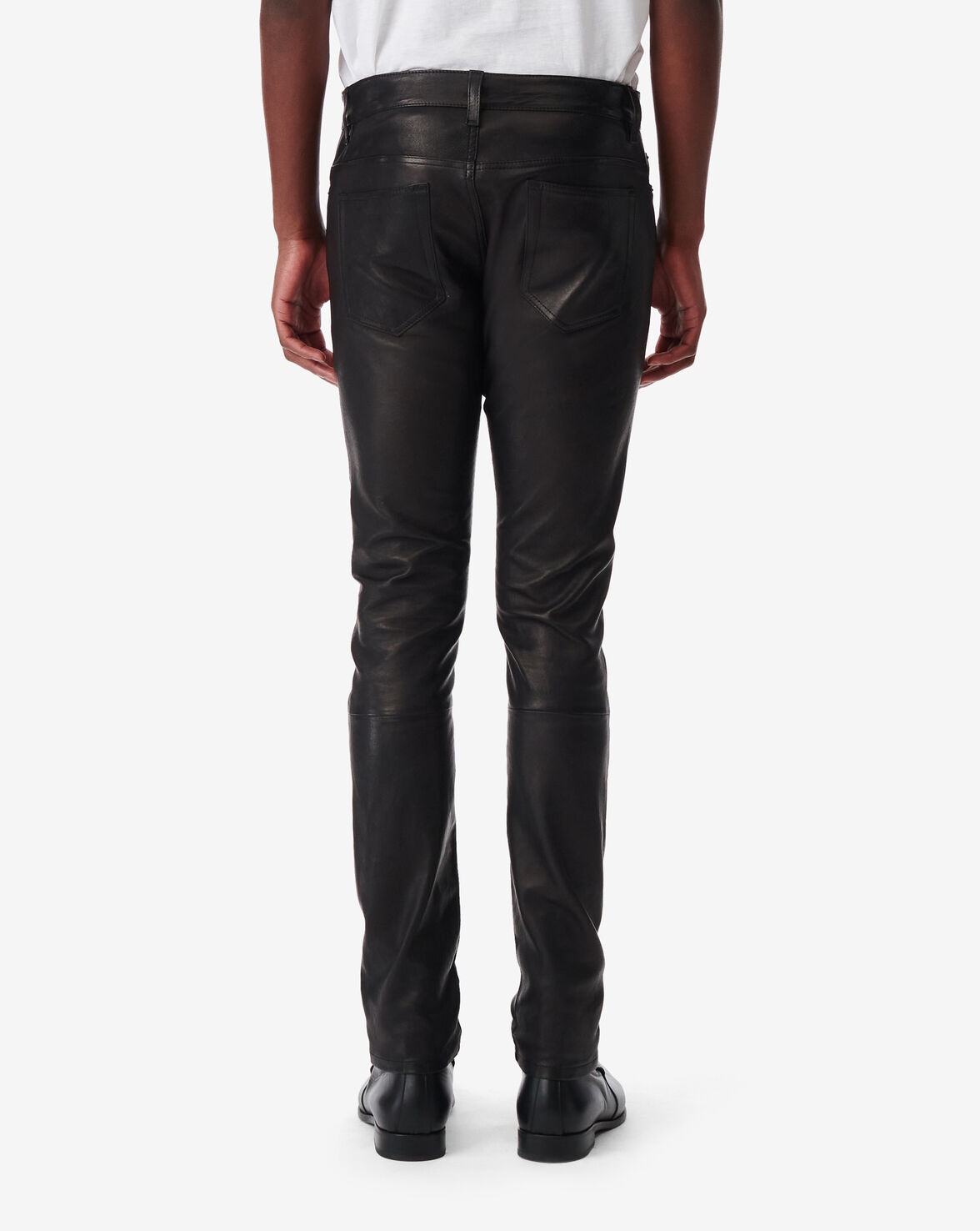 Black Men's black leather jeans