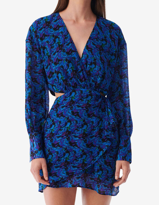 SHORT PRINTED V-NECK DRESS