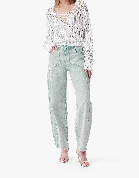 V-NECK CROCHET SWEATER