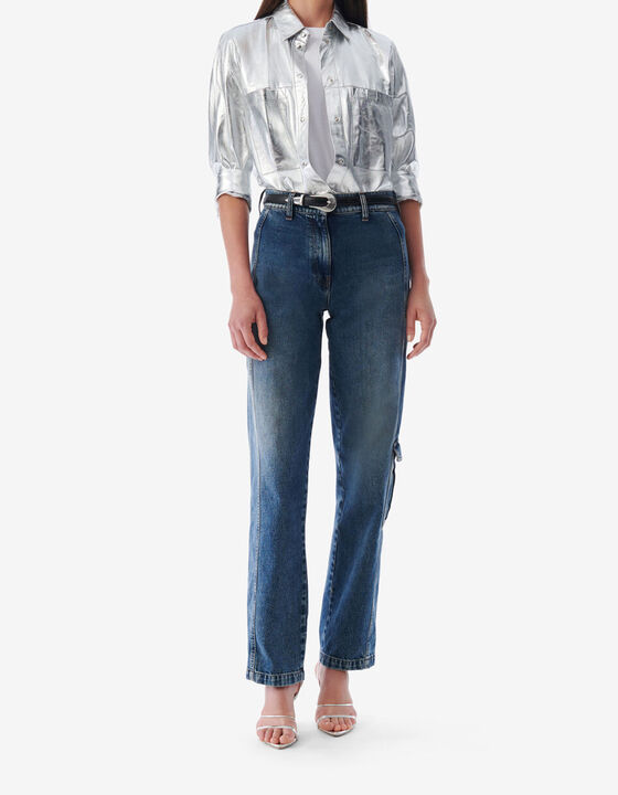 SILVER LEATHER OVERSHIRT