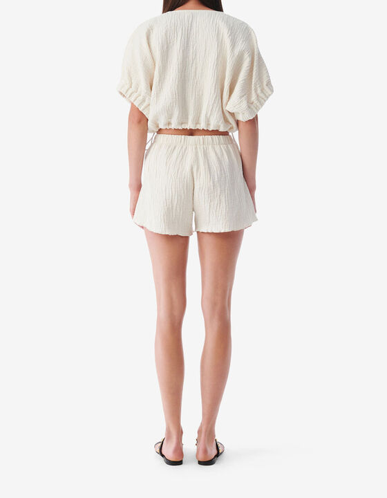 V-NECK JACQUARD CROP TOP