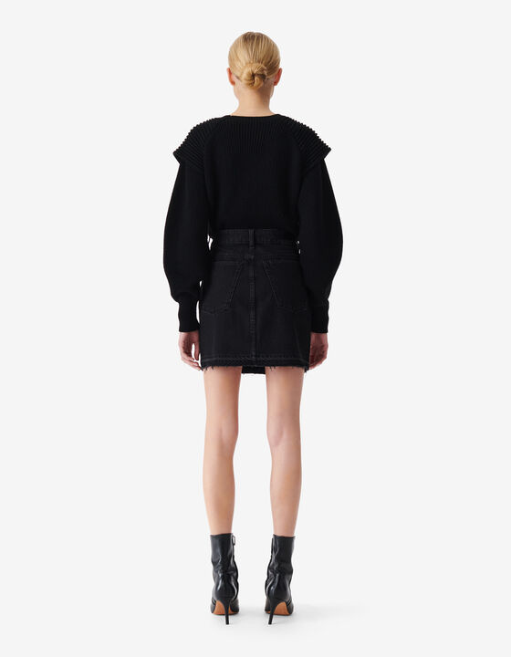 JUPE COURTE EN JEAN D&Eacute;LAV&Eacute;