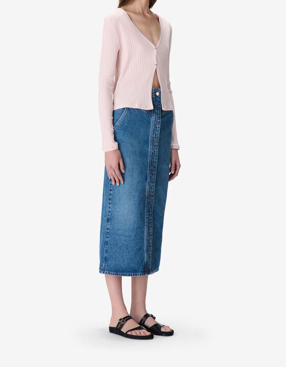 RIBBED V-NECK CARDIGAN