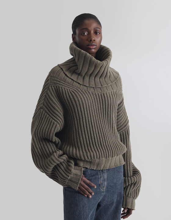 HIGH-NECK RIBBED SWEATER