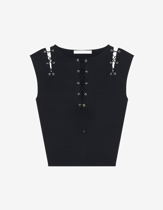 SLEEVELESS LACE-UP TOP