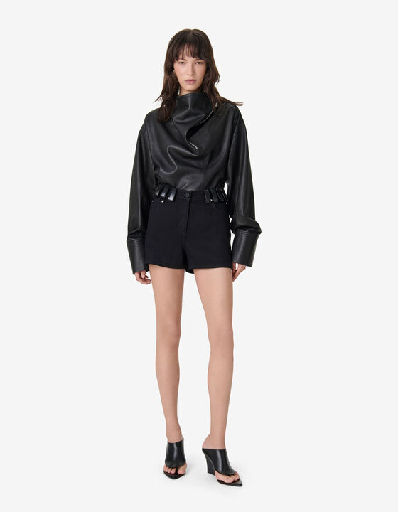 LEATHER BELT-LOOP SHORTS