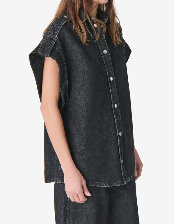 WASHED DENIM OVERSHIRT&nbsp;