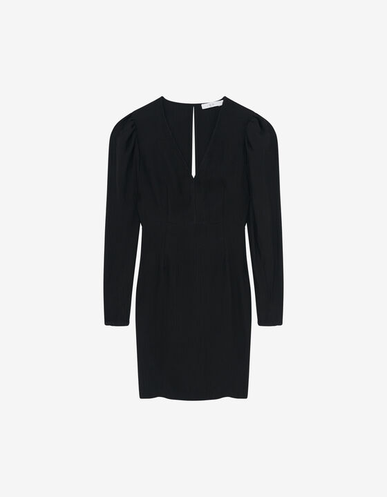 STRIPED JACQUARD V-NECK DRESS