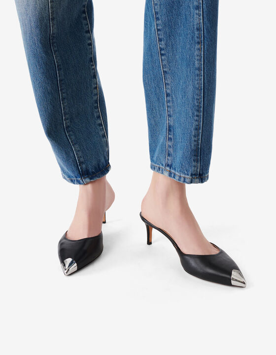 MULES EN CUIR BOUT ARGENTÉ