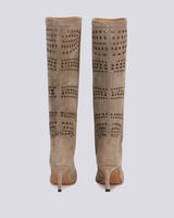 HORSE POINTED TOE PERFORED HIGH BOOTS image number null