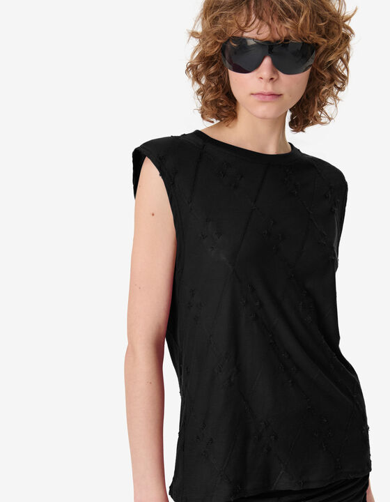 TEXTURED SLEEVELESS T-SHIRT