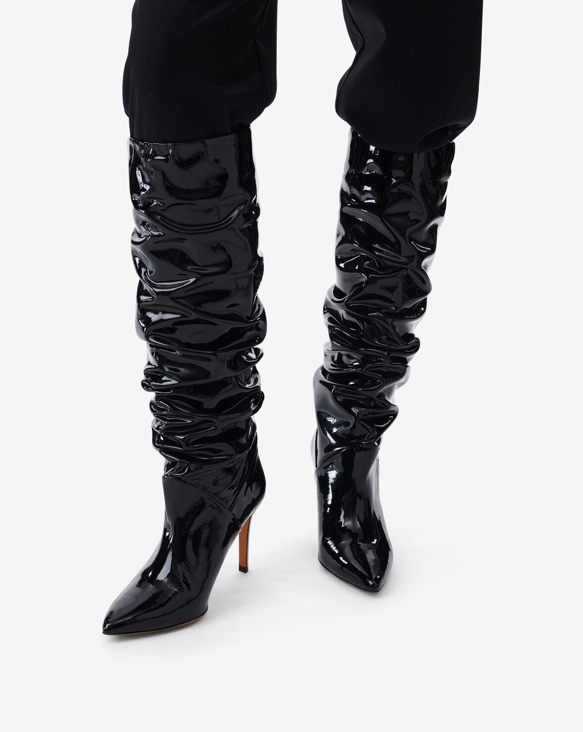 patent boots knee high