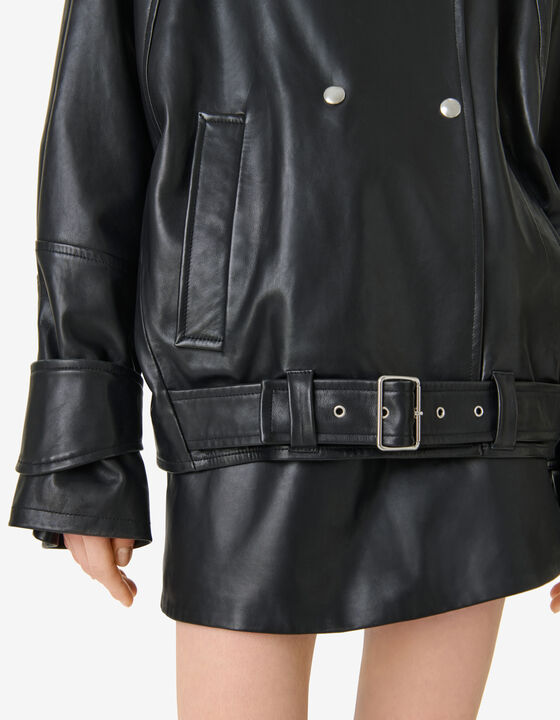 SHORT LEATHER TRENCH COAT