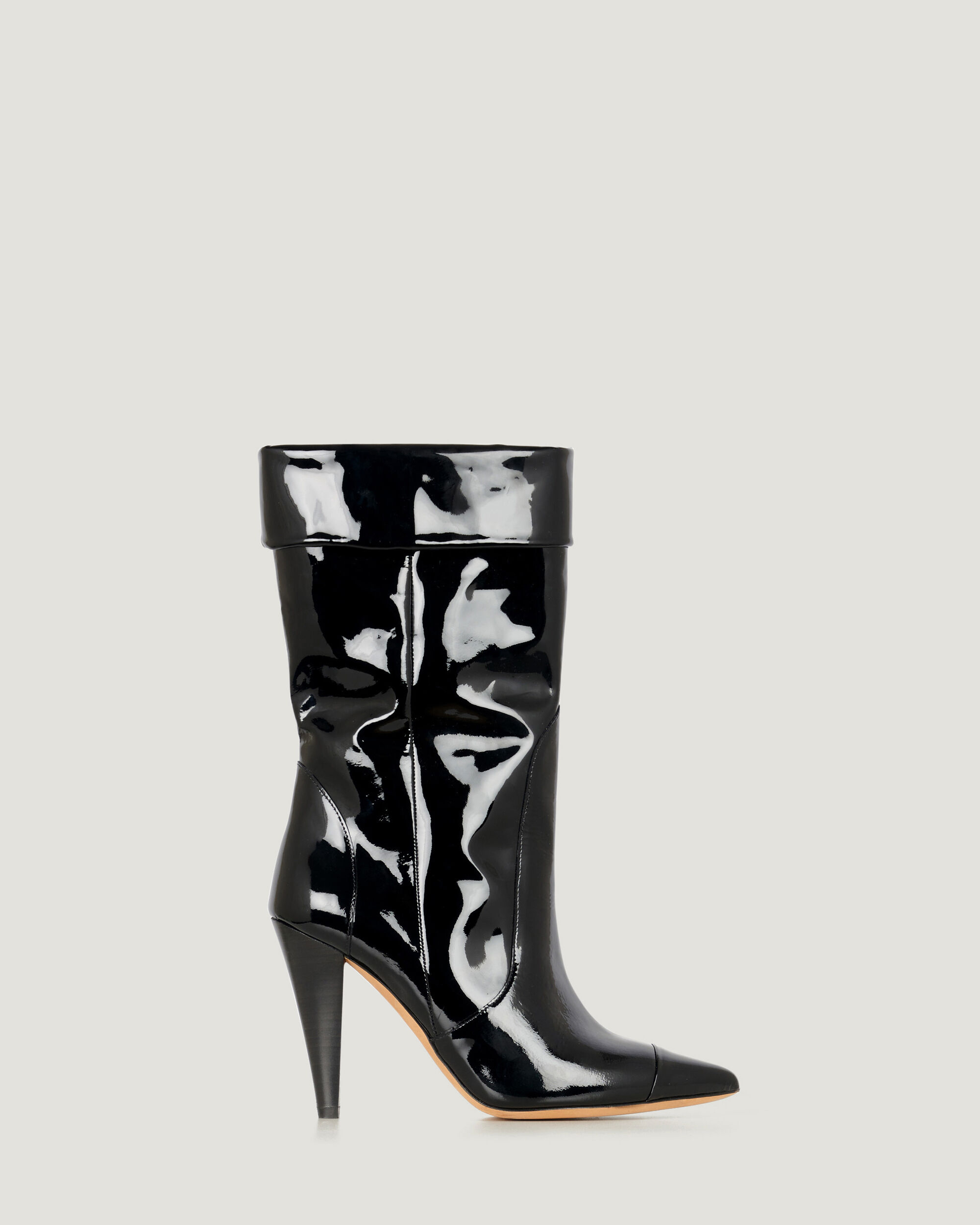 pointed toe patent leather booties
