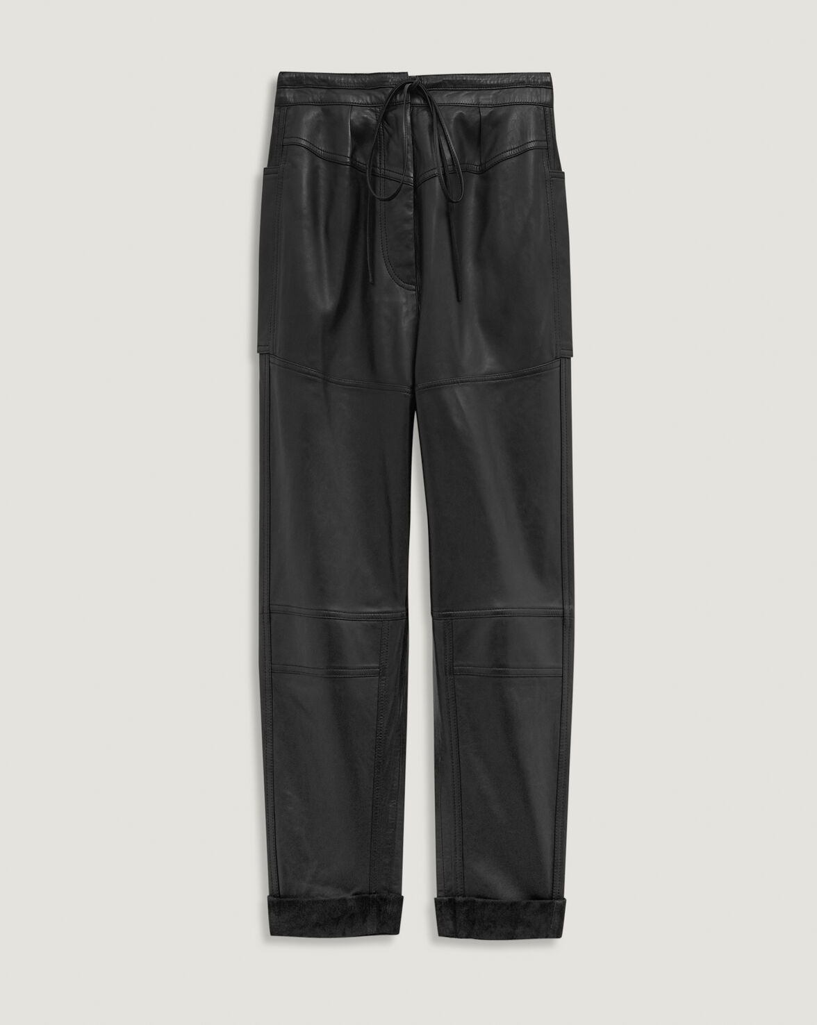 HOSHO RELAXED CROPPED LEATHER TROUSERS image number null