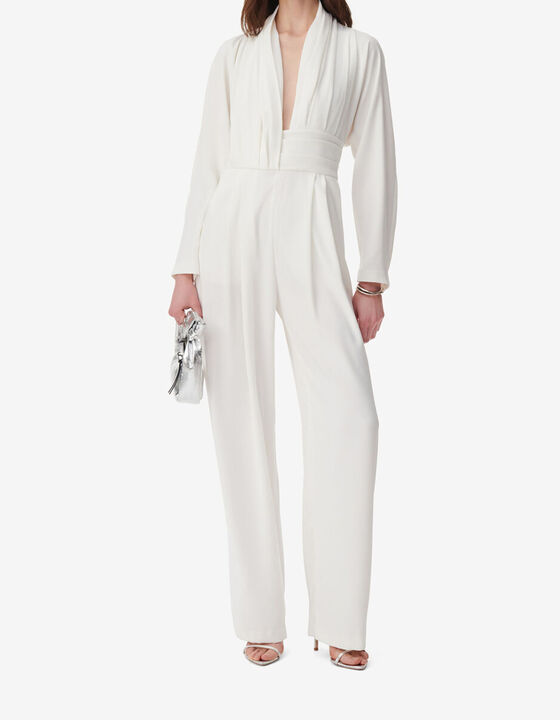 BELTED V-NECK JUMPSUIT