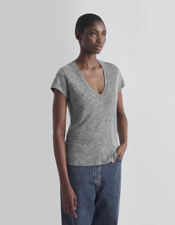 V-NECK LINEN T-SHIRT