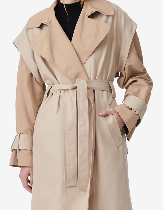 LONG TWO-TONED TRENCH COAT