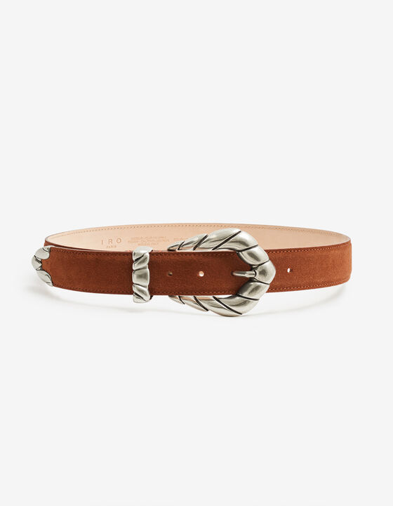 SUEDE BELT WITH SCULPTED BUCKLE