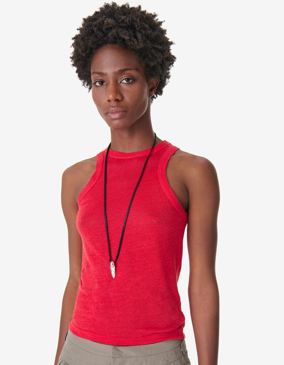 FITTED LINEN TANK TOP