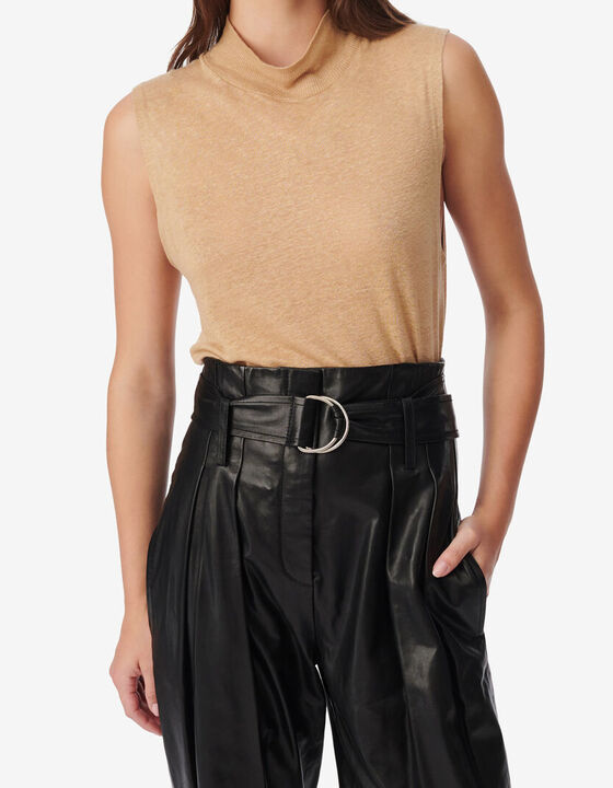 HIGH-NECK LINEN TANK TOP