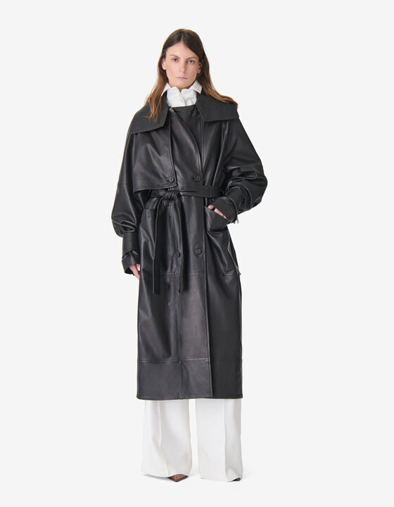 LONG LEATHER TRENCH COAT